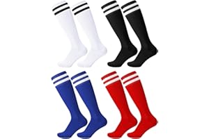 ZhouBoat 4 Pairs Kids Football Socks Childrens Football Breathable Soccer Long Sports Socks for Kids Boys Girls Youth