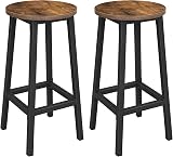 VASAGLE Bar Stools Set of 4 Rustic Brown Black Metal Frame 32x65 cm LBC232B01
