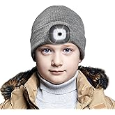 Etsfmoa Unisex Beanie with The Light,Gifts for Kids Boys and Girls Children USB Rechargeable Headlamp The Cap