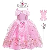 Aurora Princess Costume for Girls Birthday Party Outfit Halloween Cosplay Dress up with Accessories for 3T-12