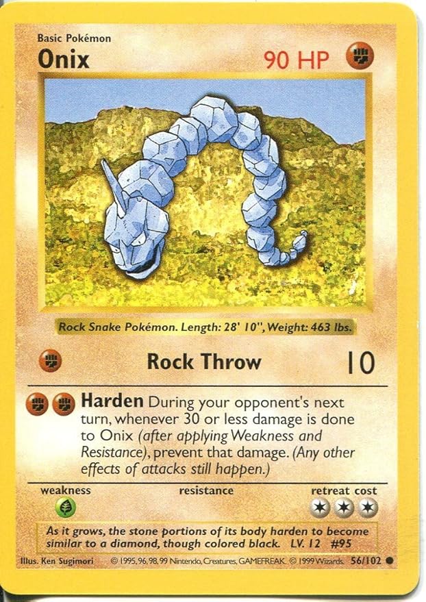 Pokemon Base Set Shadowless Common Card 56 102 Onix Amazon Co Uk Toys Games