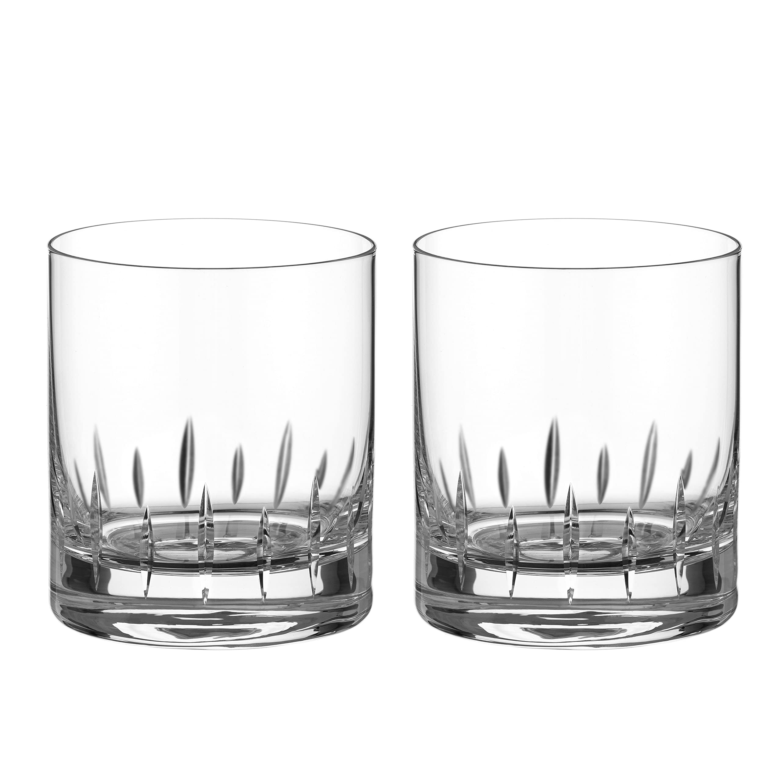 DIAMANTE Premium Hand Cut Crystal Tumbler Pair - 'Linea' Collection Whisky Tumbler Cocktail Glasses - Set of 2
