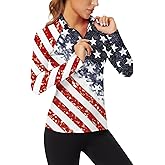 WOWENY Women's Long Sleeve Athletic Shirts Quarter Zip Pullover Collared T-Shirt Workout Print Tennis Top