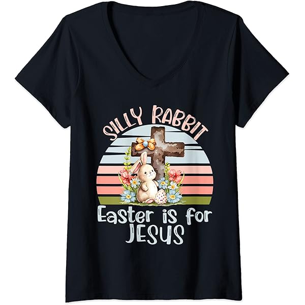 Amazon.com: Womens Silly Rabbit Easter is for Jesus Sunset Bunny