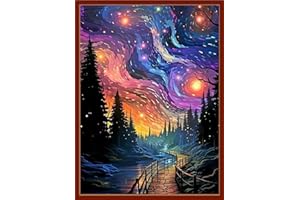 TAEYSCK Starry Sky Stamped Cross Stitch Kits for Adults Beginners, Scenery DIY Counted Cross Stitch Kit Printed Patterns Dimensions Needlepoint Kits Art Crafts Embroidery Kits for Home Wall Decor
