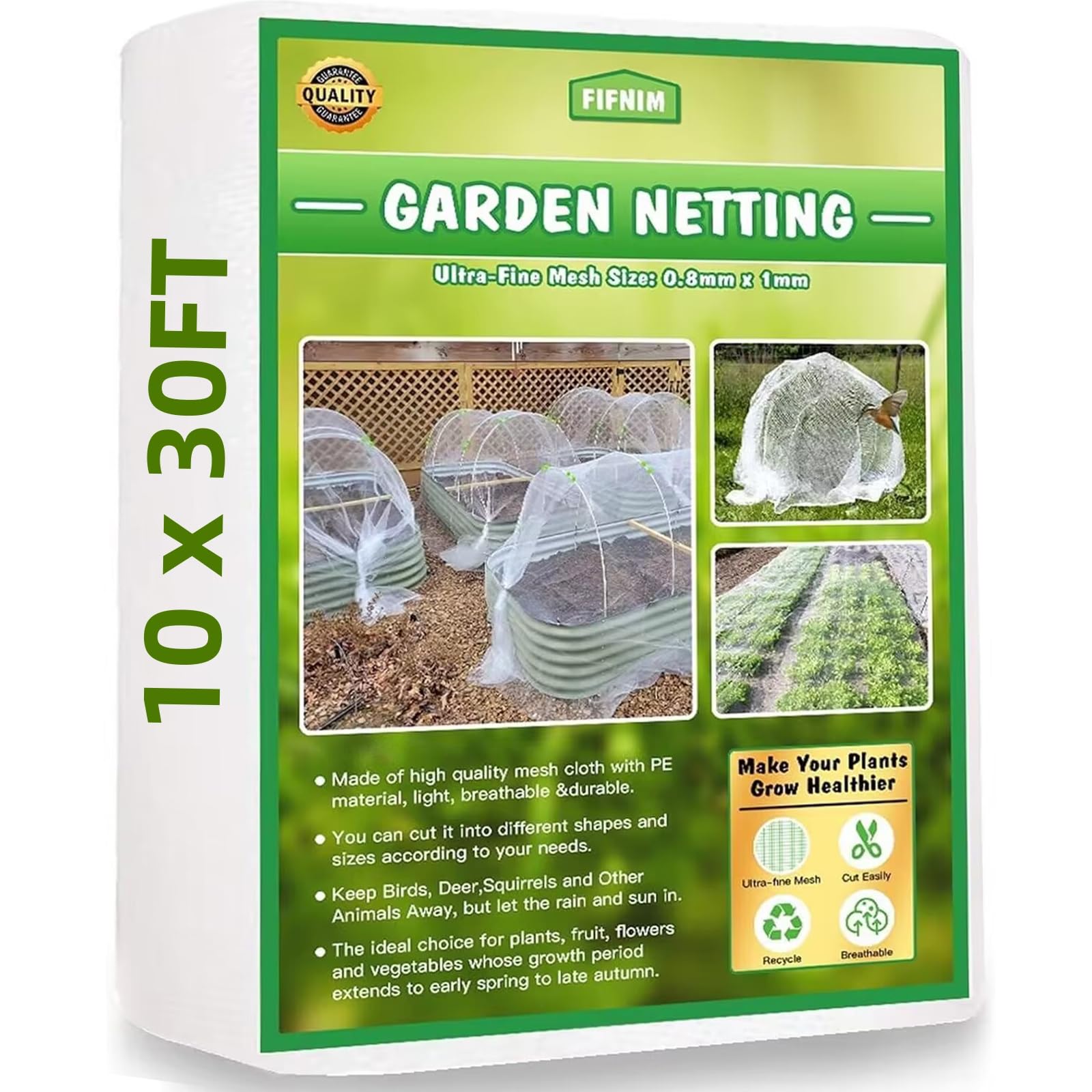 Photo 1 of 10x30FT Garden Netting,Fine Garden Mesh Netting Pest Barrier Bird Netting Mosquito Net Garden Net for Vegetables Plants Fruit Trees Flowers (10x30FT)
