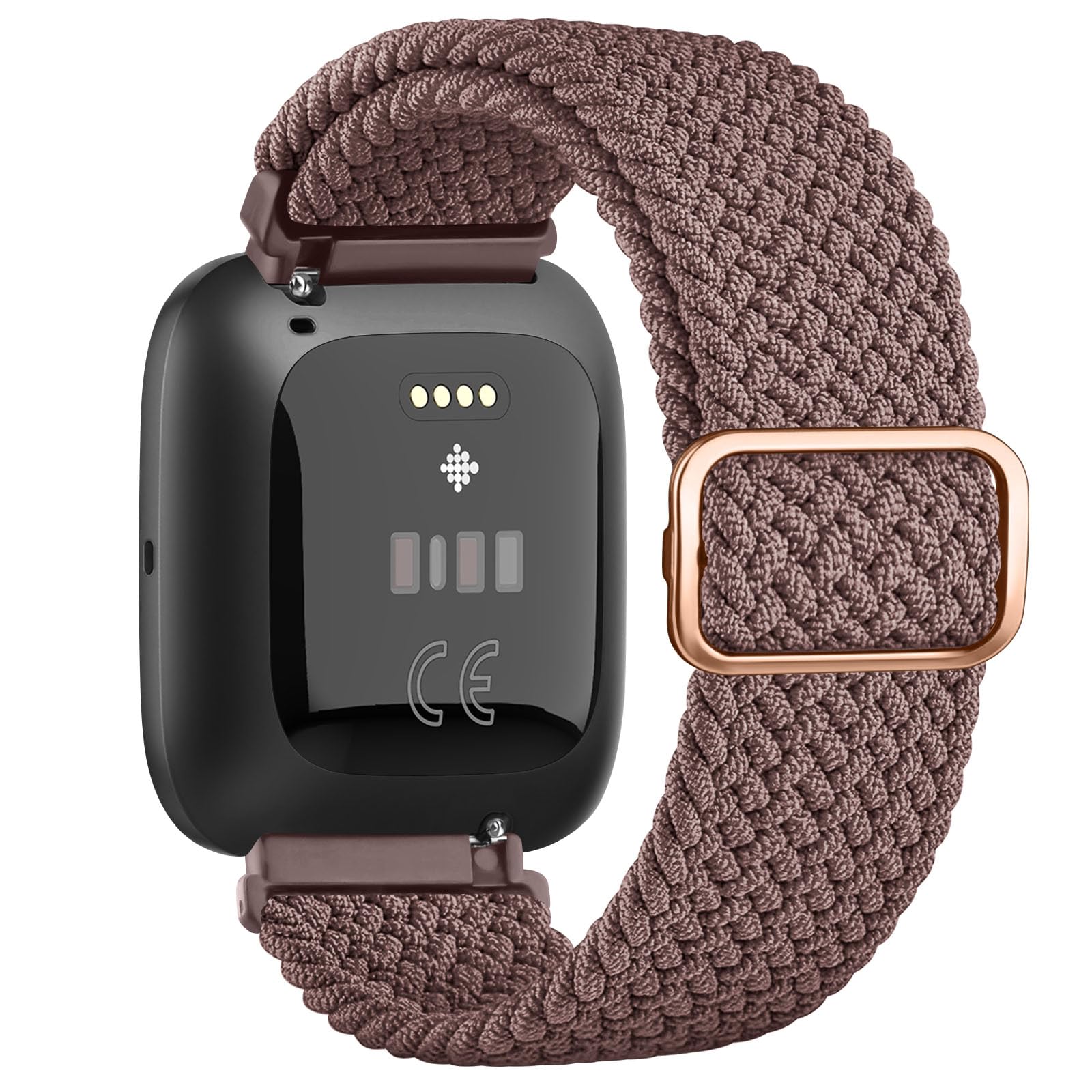 Braided Stretchy Straps Compatible with Fitbit Versa 2 Straps for Women Men, Soft Stretchy Adjustable Nylon Breathable Sport Strap for Fitbit Versa 2/Versa/Versa Lite/SE Smartwatch (Smoke Purple) — image 1