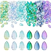 PH PandaHall 180pcs Crystal Teardrop Charms Transparent Glass Beads Charms Water Droplets Dangle Charms Bulk for Jewelry Bracelet Making DIY Earrings Necklaces House Decoration 13.5x8x5.5mm