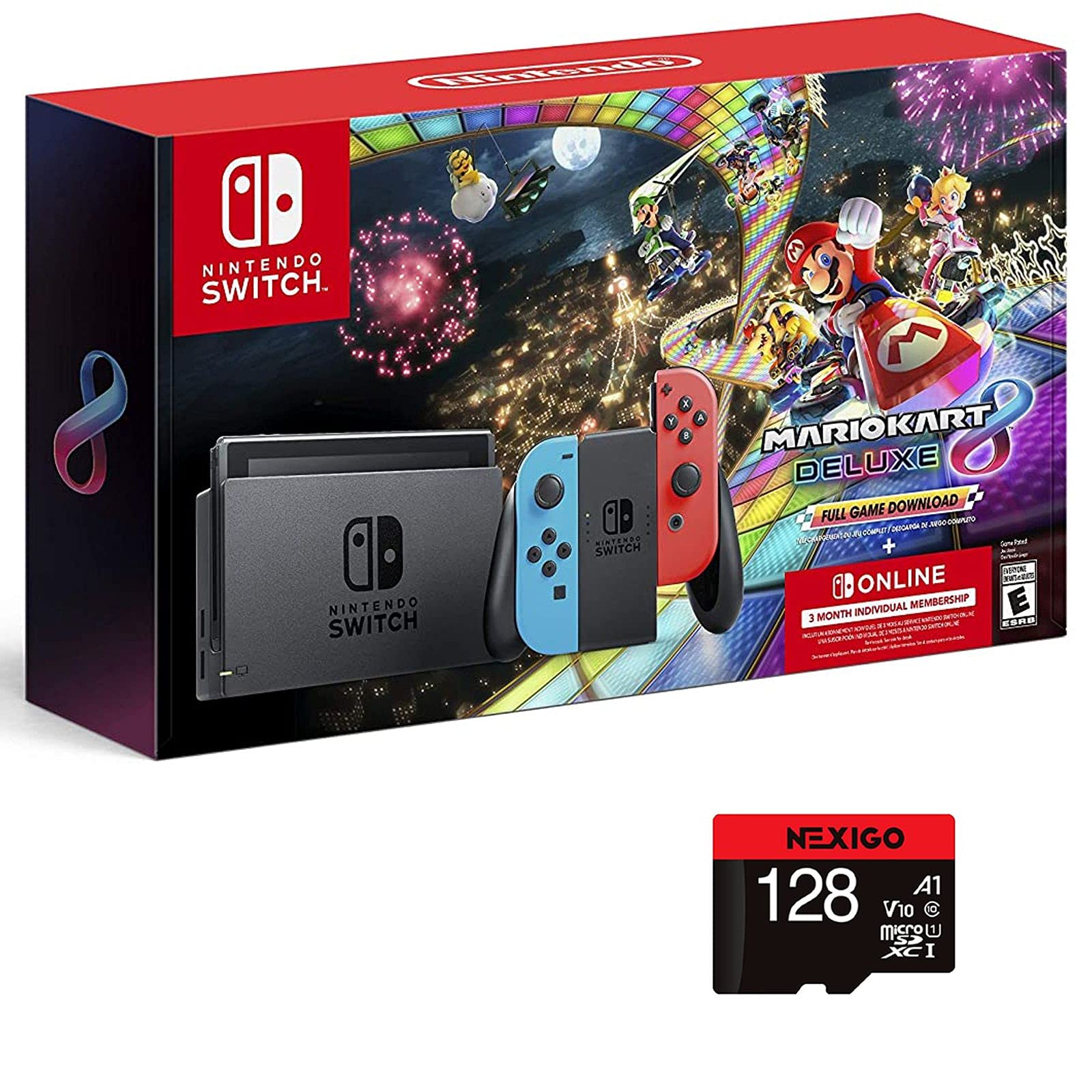 Nintendo Switch Mario Kart 8 Deluxe Bundle Nintendo de 3 meses + Tarjeta MicroSD de 128 GB