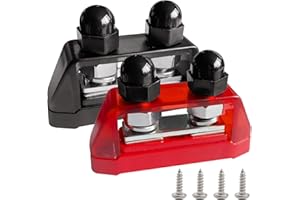 3/8" Heavy Duty Dual Studs Battery Junction Post Terminal Kit, Ampper 2 Studs M10 Bus Bar Power and Ground Junction Block Dis