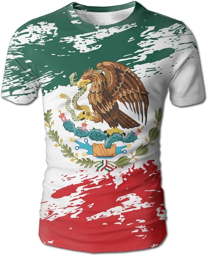 Men's Mexican Flag Grunge T Shirt Casual Short Sleeve Tee Amazon.ca