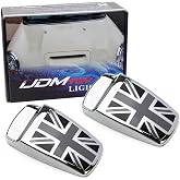 iJDMTOY Front Windshield Wiper Washer Spray Nozzle Covers for MINI Cooper | Fit All Models, Black/Grey UK Union Jack Style Design, Front Window Cleaning Water Spray Nozzle Trim For Exterior Decoration