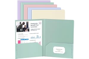 HABGP Plastic Folders with Pockets, 5 Color Heavy Duty Two Pocket Folder with Business Card Holder for Office High School Business Resume