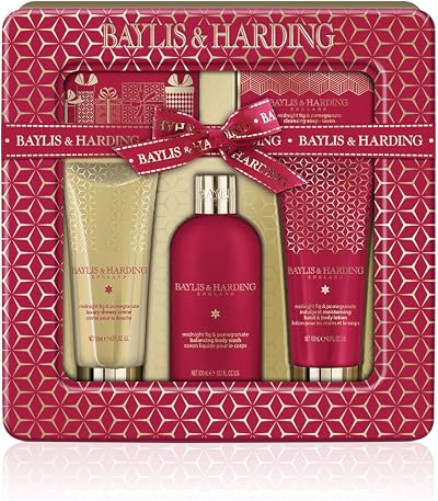 Baylis & Harding Midnight Fig Pomegranate Bathing Tin Gift Set 5pc Body Wash