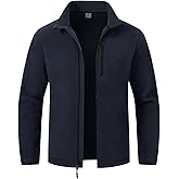 TBMPOY Men's Fleece Jackets Lightweight Full-Zip Fall Jacket Outdoor Hiking Warm Winter Coats with Pockets