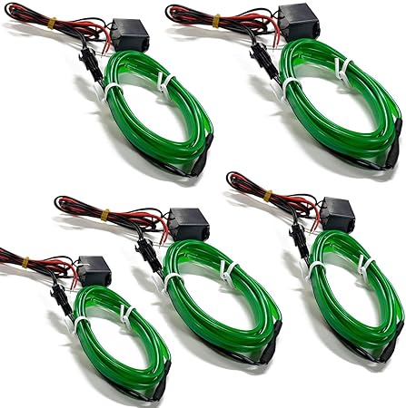 Amazon スペーシアギア Elワイヤー ネオンワイヤー Led イルミネーション スズキ 有機elネオンワイヤー 1m 車ライト グリーン 5個セット Ledテープ 車 バイク