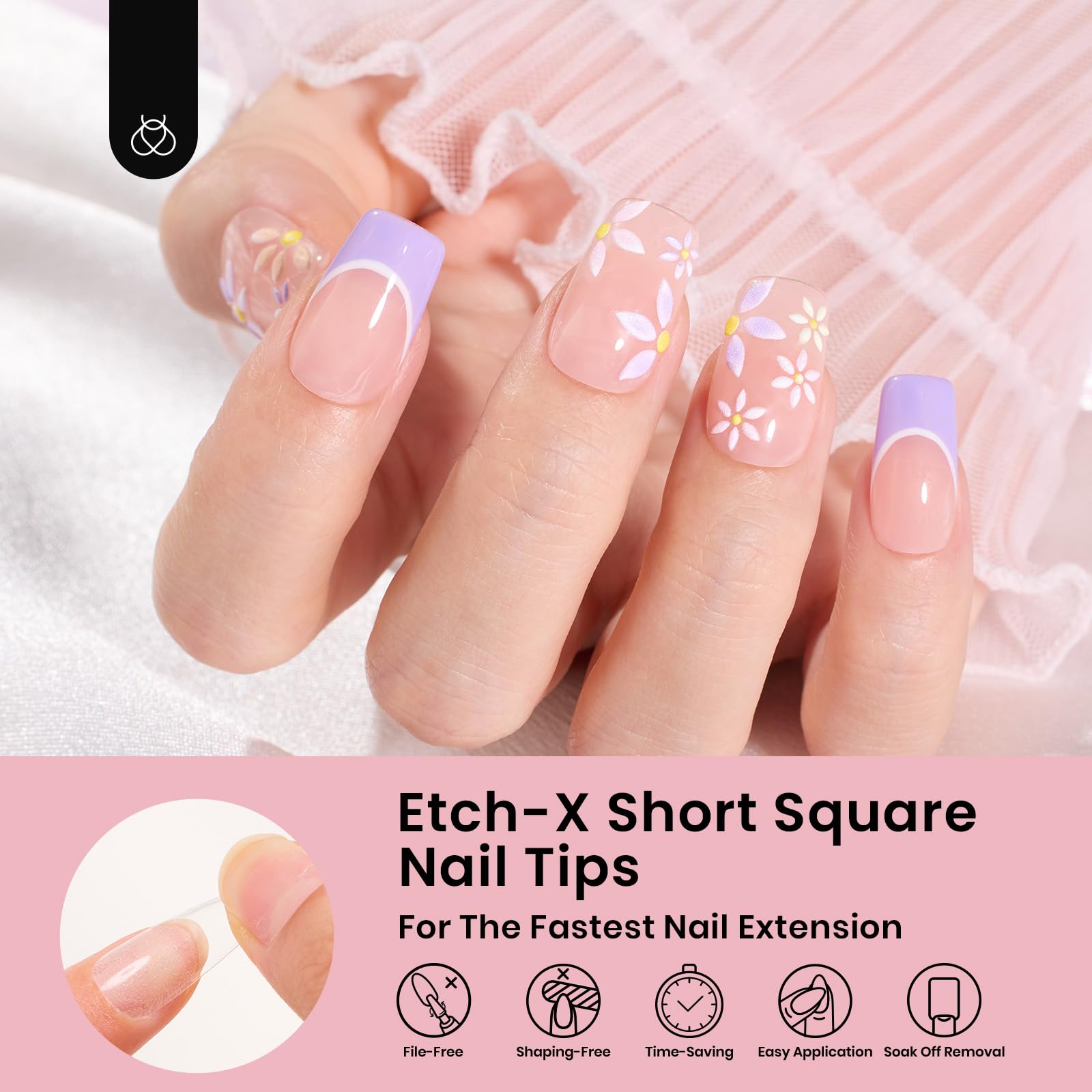 Beetles Short Square Gel Nail Tips 12 Sizes 288 PCS Half Matte Full Cover False Nails Clear Acrylic Nails Glue on Nails for Girls Women DIY Nail Extension - Image 3