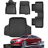 DrCarNow for Honda Accord Floor Mats & Cargo Liners 2022 2021 2020 2019 2018(Including Hybrid), Custom Fit Accord Cargo Mats 2018-2022 TPE All Weather Rubber Car Mats for Honda Accord Accessories-4pcs