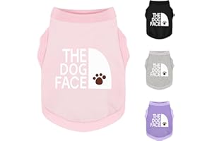 PAIAITE Comfortable and Breathable Dog Shirt: Soft, Lightweight Cotton Dog Clothes with 'The Dog Face' Print, Perfect for Everyday Wear, Small and Medium Breeds - Personality Canine Attire Pink XS