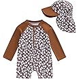 Aiwpstoin Infant Baby Boy Girl Swimsuit One Piece Long Sleeve Zipper Bathing Suit Toddler Rash Guard Kids Swimwear with Hat