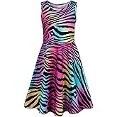 RAISEVERN Girls Dresses Sleeveless Summer Casual Twirl Sundress for 4-13 Years