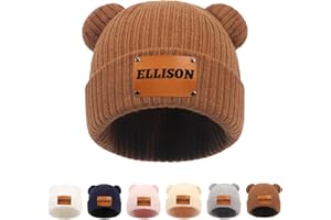Enchvi Personalized Name Newborn Beanie Hat, Custom Warm Newborn Hats, Personalized Winter Knit Hats for Infant Baby