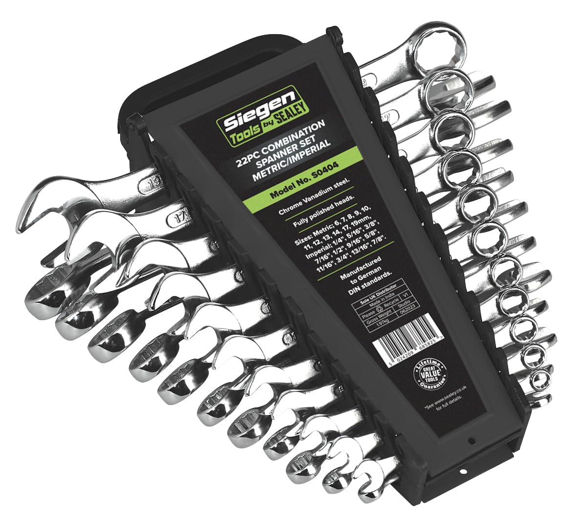 Siegen S0404 Combination Spanner Set 22pc Metric/Imperial,Silver