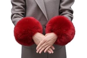Tngan Winter Faux Fur Arm Warmers Short Furry Wrist Band Ring Cuff for Women