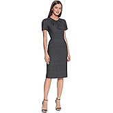 Maggy London Womens Tucked Jewel Neck Sheath Career Office Wear Work Dress
