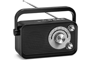 Tendak Portable AM FM Radio with Best Reception, Bluetooth Speaker Shortwave Radio, AC Power or Battery Operated with Headphone Jack, Large Tuning Knob for Home Kitchen Outdoor, Supports TF Card/USB