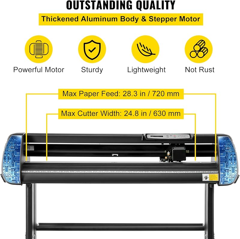 Schneideplotter, Plottermaschine Max. 720 mm Papiervorschub, Vinyl Schneideplotter, Folienplotter, Vinyl Schneideplotter Maschine, Schnittgenauigkeit 0,01 mm, Hobby Plotter, 3 Klingen Inkl.