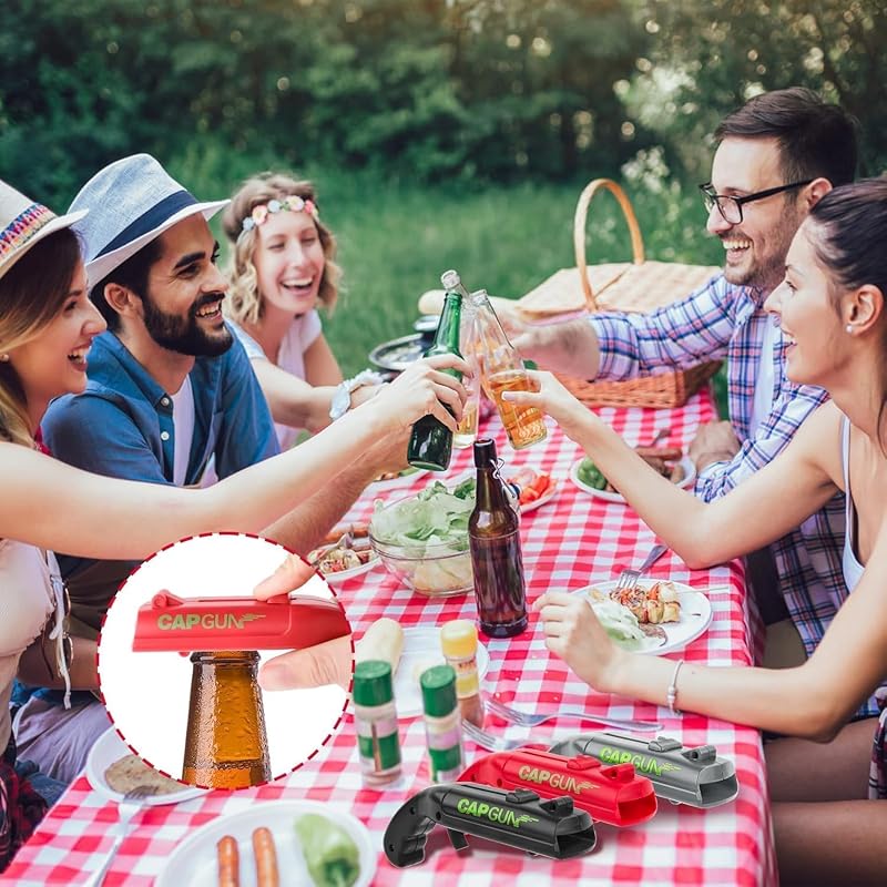 3 Stück Cap Gun,Flaschenöffner Lustig, Kronkorken Pistole, Bierdeckelpistole, Cap Gun Flaschenöffner Pistole, Gadgets für Männer für Zuhause Bar Party Trinken und Spie — Foto 6 von 7