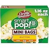 Orville Redenbacher&rsquo;s Popcorn, SmartPop! Butter Flavor, 1.6 oz., 12-ct | 4g fiber per serving; Butter flavor mini bags; 100 calories per bag; made with 100% whole grain kernels; enjoy on movie night