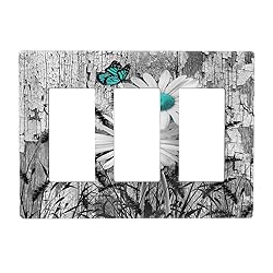Turquoise Butterfly Daisy Flower 3 Gang Triple