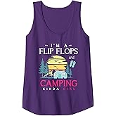 Funny Camper Women Girls Camp Flip Flops Retro Camping Tank Top