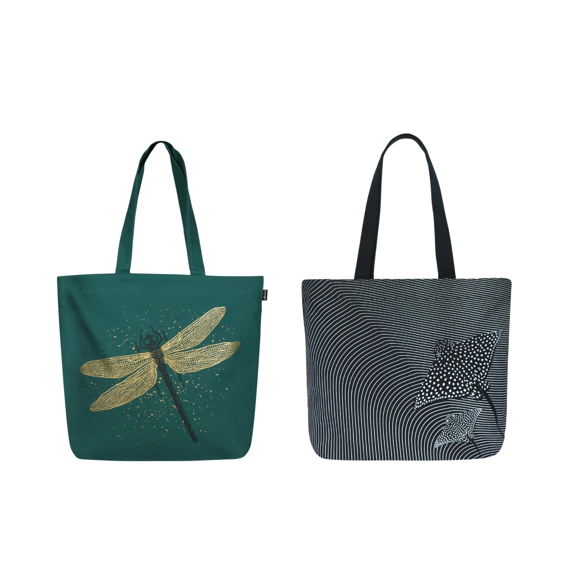 Eco Right Large Canvas Tote Bags for Women, with Inner Pocket, Reusable Tote Bag with Zip for School, Work, Shopping, Beach