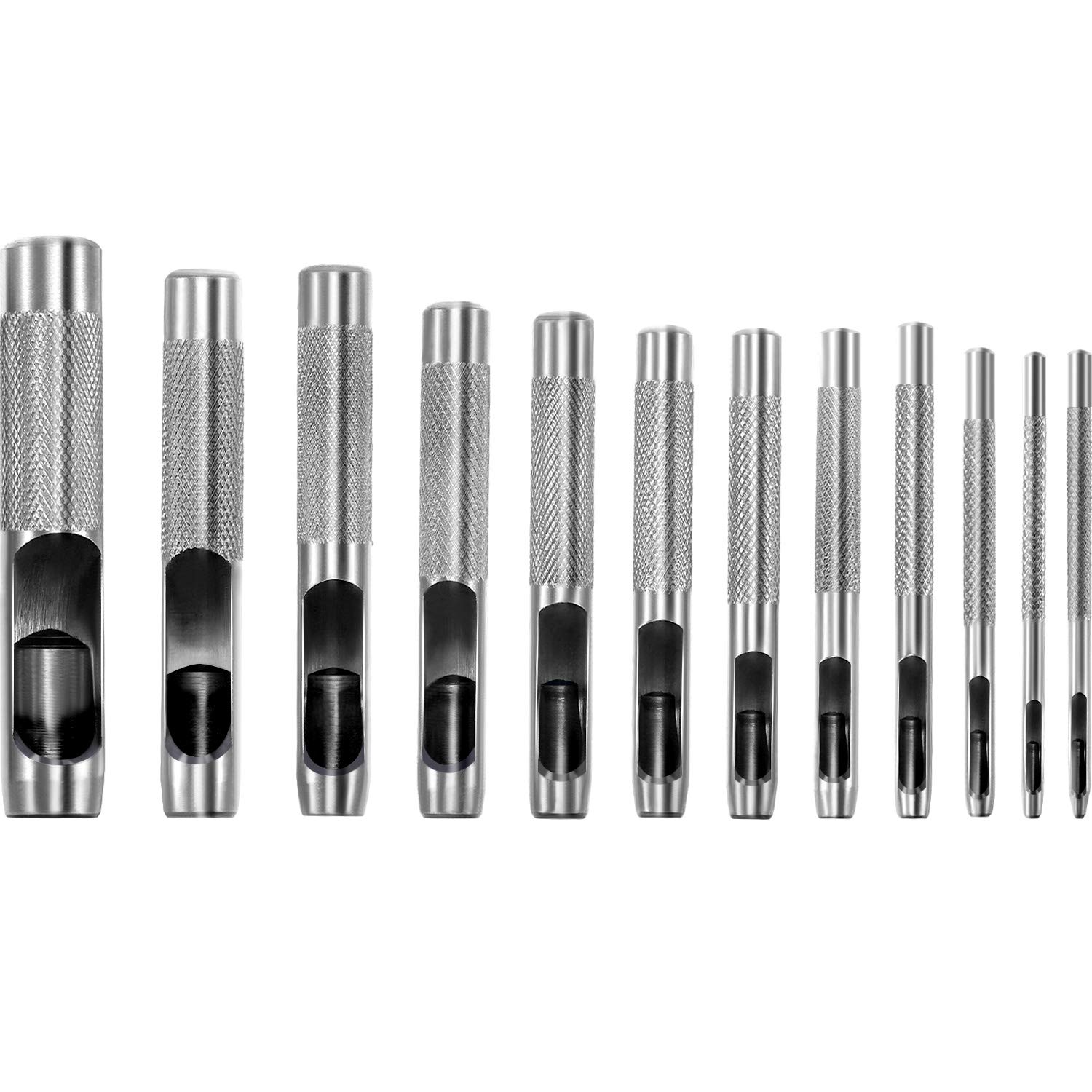 Hestya 12 Pieces Round Steel Hollow Punch Set Leather Craft Hollow Hole