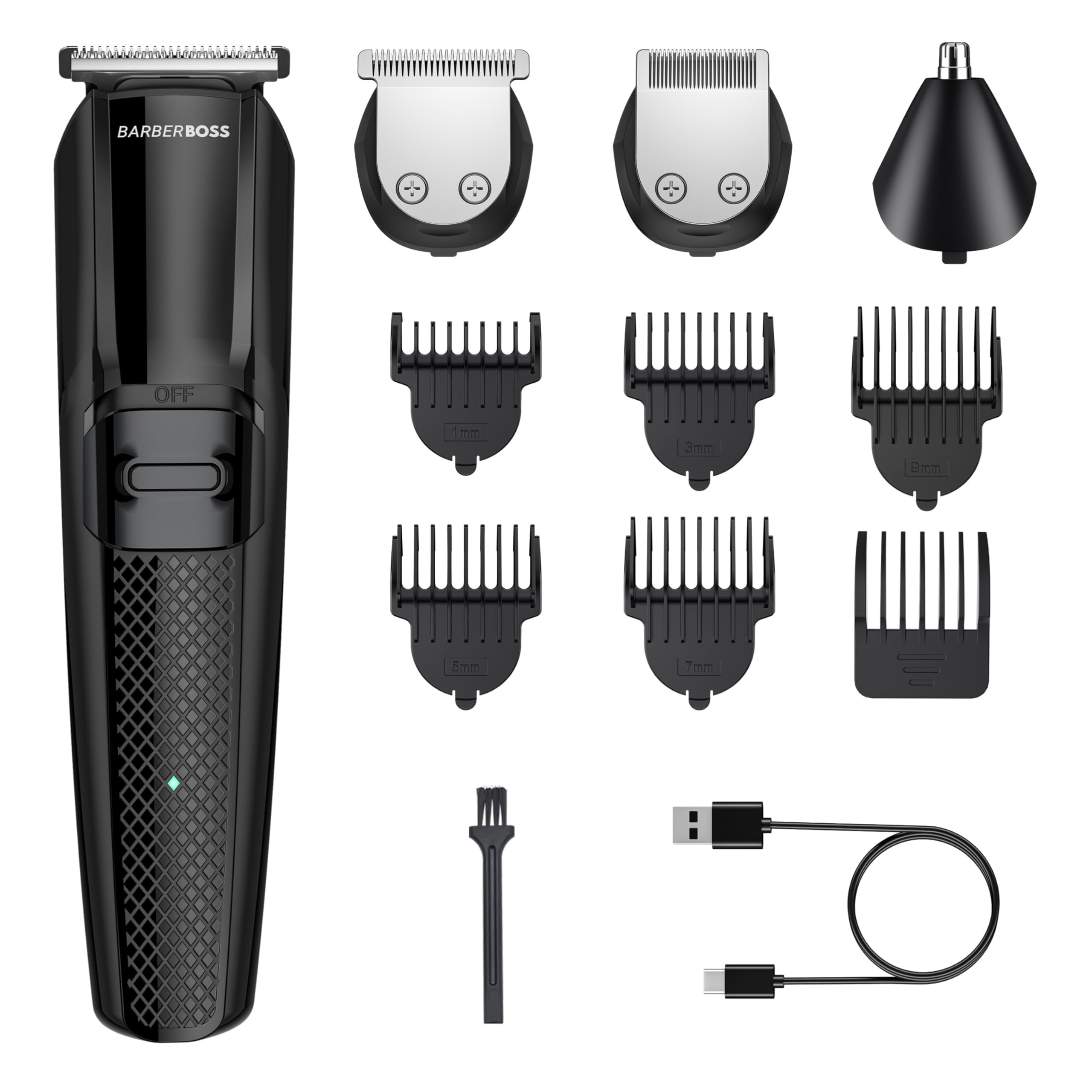Barberboss Men's Beard Trimmer, Versatile Hair Clippers for Precision Cuts, Comprehensive Grooming Kit for Men, Sleek Hair and Beard Styling Tool, Wireless Men’s Haircut Kit, Men’s Face & Nose Groomer
