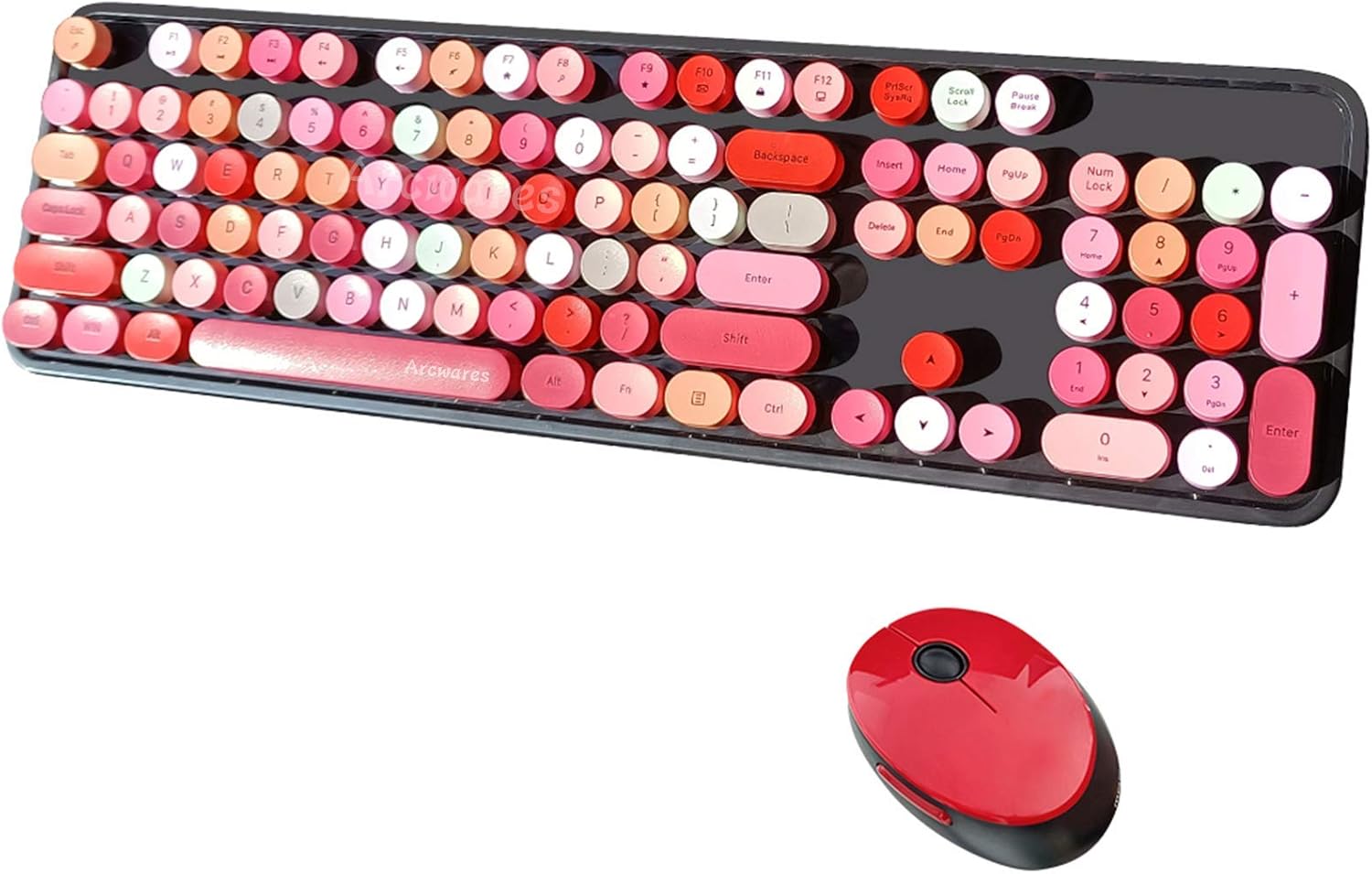 Wireless Keyboard and Mouse Combo, Sweet Mixed Color Cute Keyboard, 2