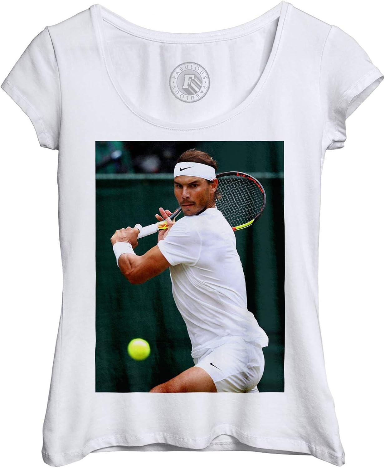 Wide Collar Women's TShirt Backhand Rafael Nadal Tennis Superstar