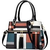 KKXIU Women Satchel Bags Handle Shoulder Handbags and Purses Pockets Zipper Leather Crossbody Bags