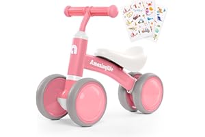 Balance Bike for 1 Year Old Girls Gift, 10-24 Months Toddler Toys, No Pedal Infant 4 Wheels Bicycle Toys, Free Cute Mermaid S