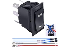 weideer Momentary Reverse Polarity Rocker Switch DPDT (ON)-Off-(ON) 6 Pin 20A 12V DC Power Switch with Jumper Wires for Motor