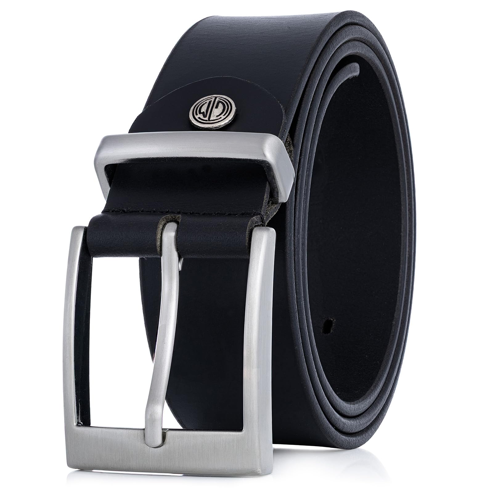 LINDENMANN Mens Leather Belt/Mens Belt, full grain leather belt XXL, buffalo leather, black, Größe/Size:110, Farbe/Color:black