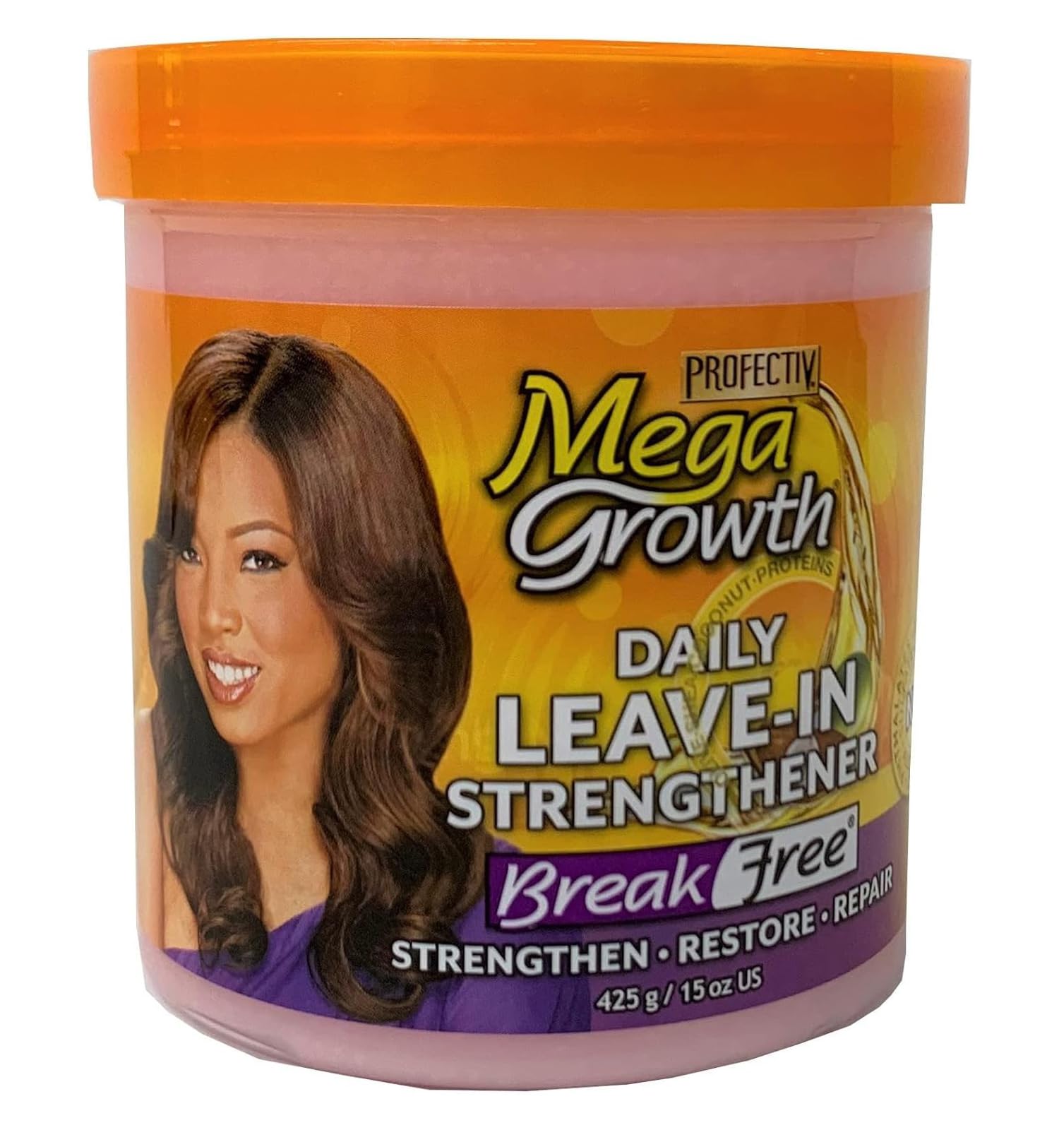 Mega Growth Break Free Daily Leave-In Strengthener - Restore & Repair Damaged Hair, 15 oz