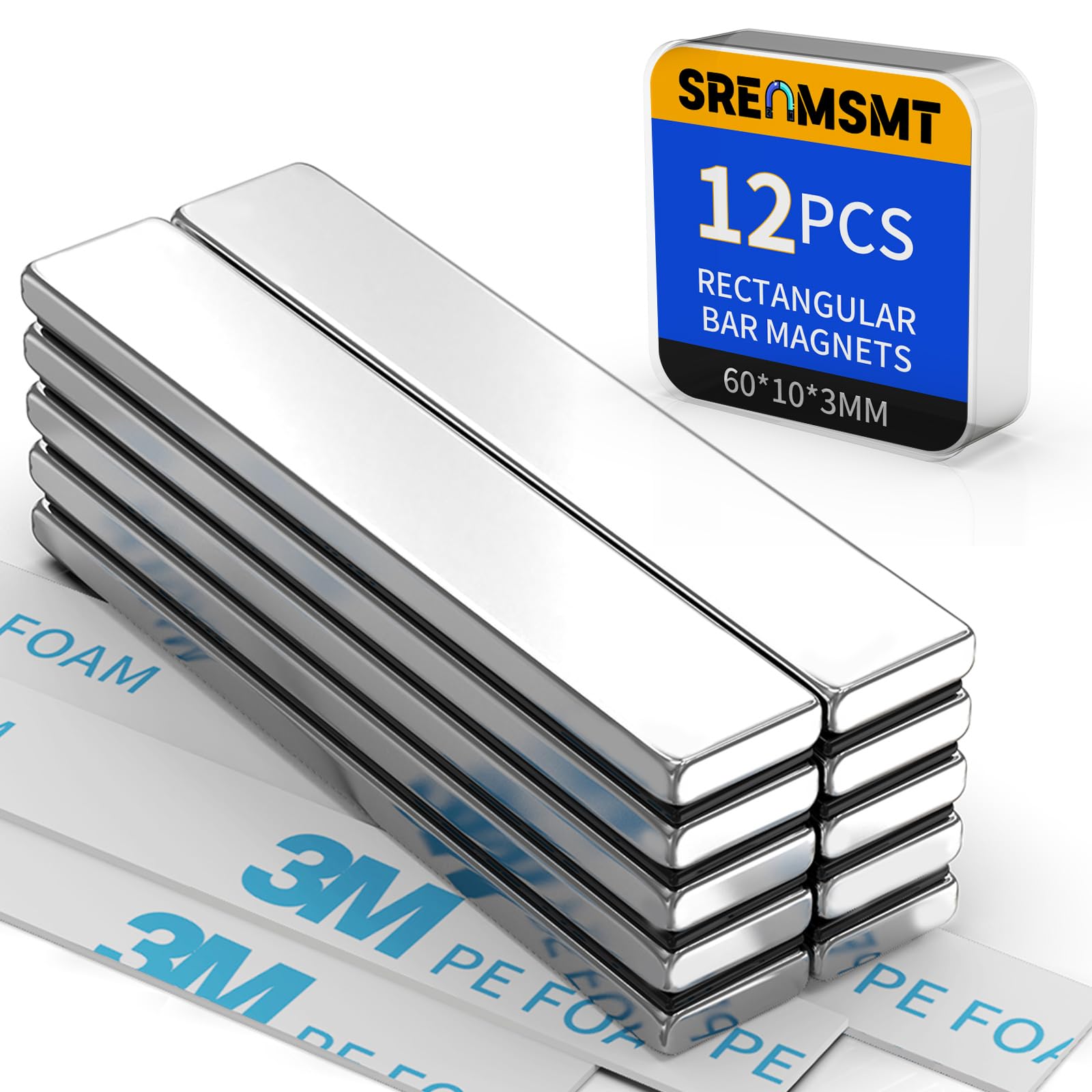 SRENMSMT Powerful Neodymium Bar Magnets, 12 Pack