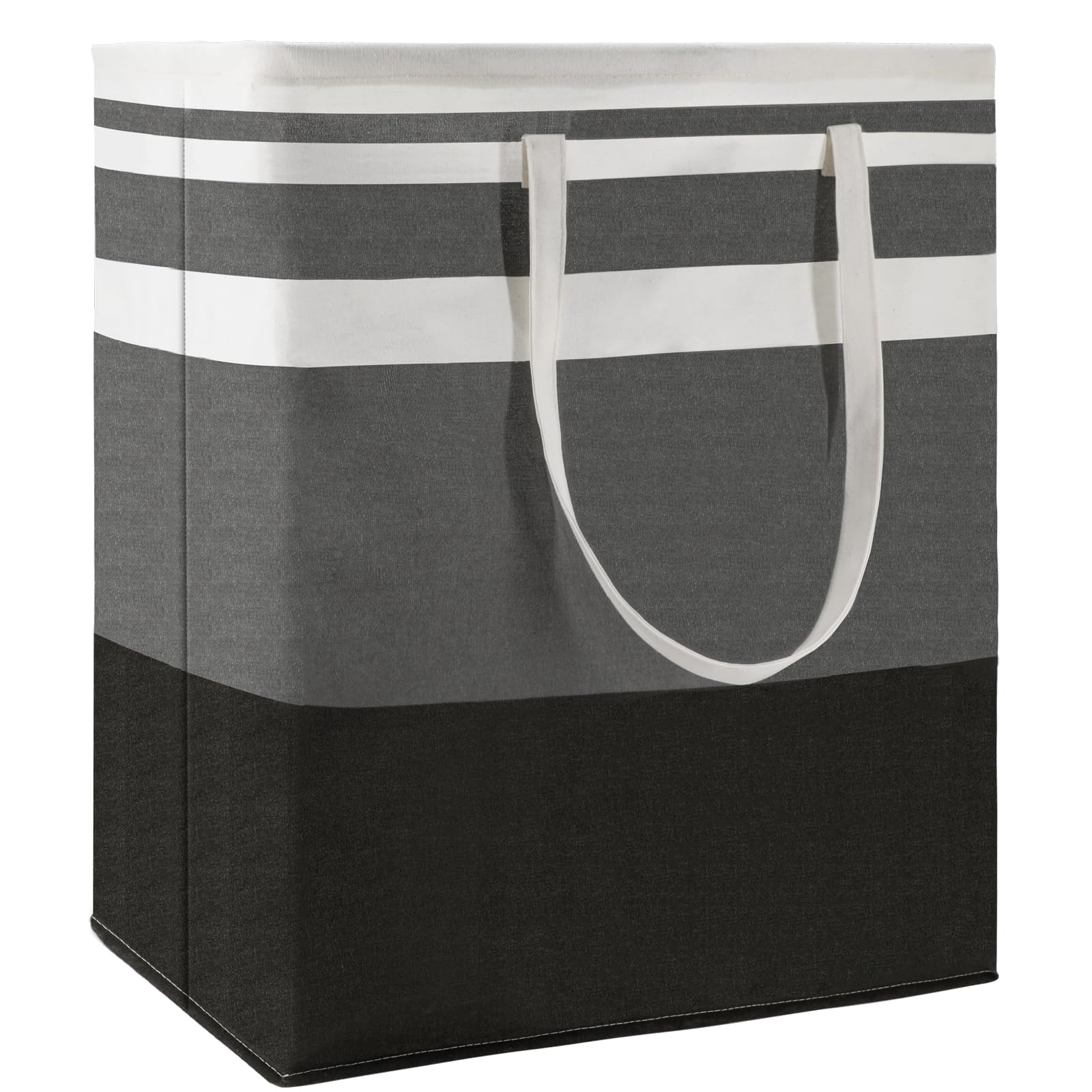 Maxsilan 120L Freestanding Laundry Basket with Extended Handle, Collapsible Large Cotton Clothes Hamper Storage Basket, Gradient Grey