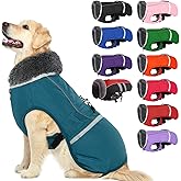 QBLEEV Warm Dog Coat Reflective Winter Jacket, Waterproof Windproof Dog Turtleneck Clothes for Cold Weather, Thicken Fleece Lining Pet Outfit, Adjustable Pet Vest Apparel for Small Medium Large Dogs