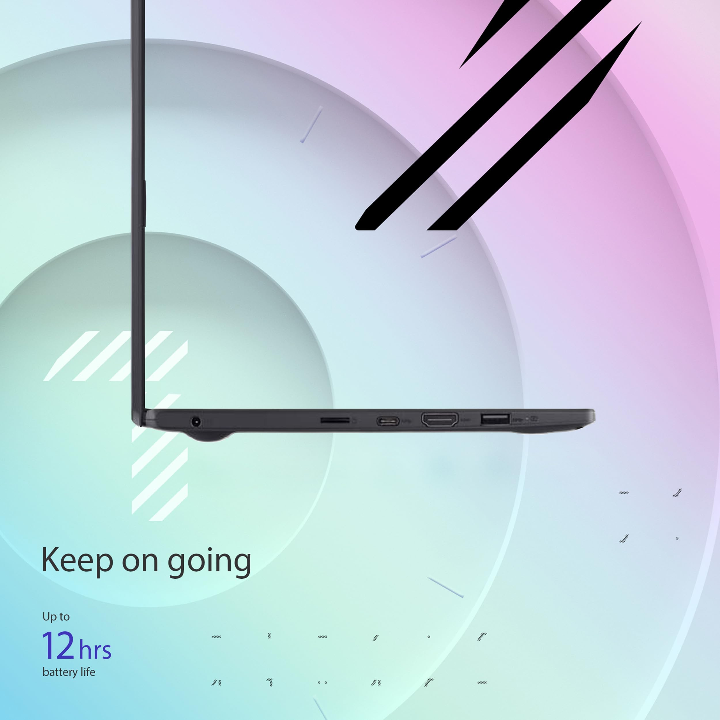 ASUS Vivobook Go 11.6” HD Slim Laptop, Intel Dual Core N4500, Intel Graphics, 4GB, 128GB, Windows 11 Home, SonicMaster, ErgoSense, Black, L210KA-ES04