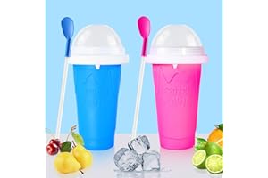cdbz Slushy Cup Slushie Cups,Slushie Machine Slushy Maker Cup,Slushie Cup Maker Squeeze Slushy Machines,Frozen Magic Slushy Cup 2 Pack, Ice Cream Maker Cool Stuff for Juices and Drinks (BLUE+PINK)